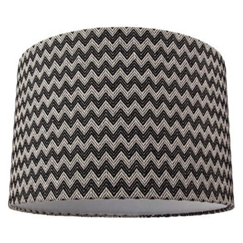 Image of Happy Homewares Modern Trendy Zig Zag Chevron Effect Black And White Cotton Shade