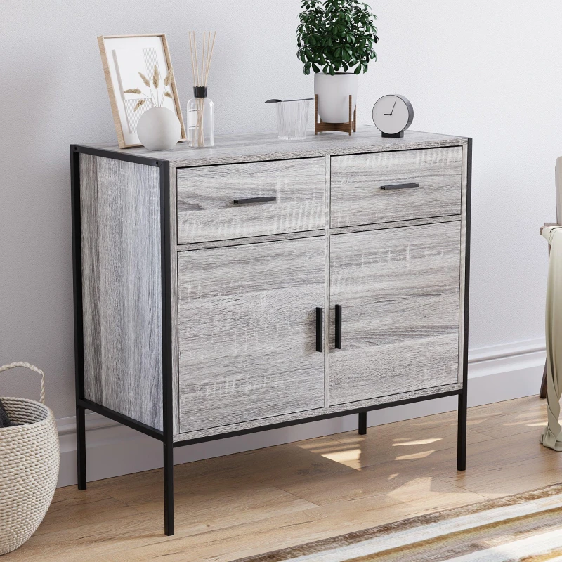 Image of Lassic Vida Designs Brooklyn 2 Door 2 Drawer Sideboard Grey unisex One Size