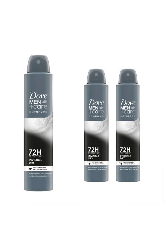 Image of Dove 3x 'Anti-Perspirant' Men+Care Invisible Dry Deo, 200ml Grey male