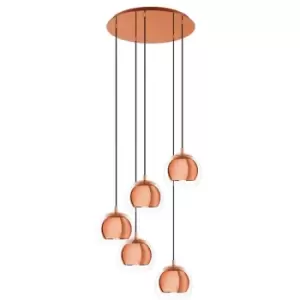 Image of Eglo - Rocamar 5 Lamp Cluster Pendant Ceiling Light Copper