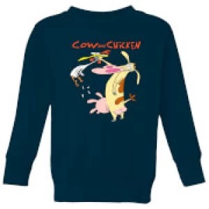 Image of Cow and Chicken Characters Kids Sweatshirt - Navy - 11-12 Years