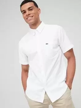 Image of Lacoste Regular Fit Short Sleeve Oxford Shirt - White Size M Men