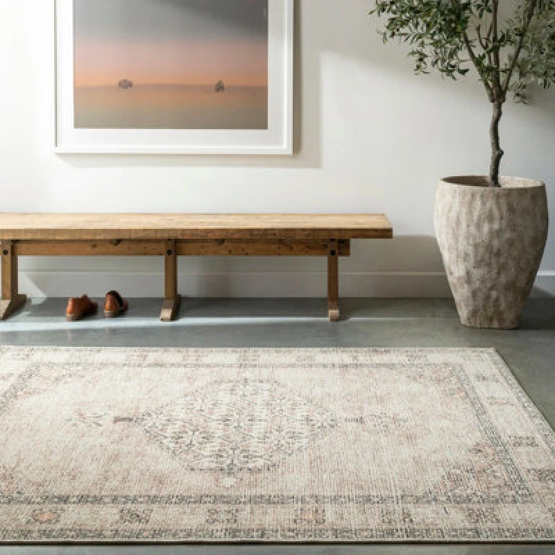Image of Becki Owens X Livabliss Vintage Oriental Boho Blush/beige Lila Area Rug 160 X 213cm - Easy Care, Ideal For Living Room & Bedroom