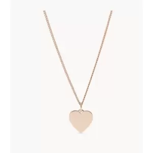 Image of Fossil Womens Lane Heart Rose Gold-Tone Stainless Steel Necklace - Rose Gold