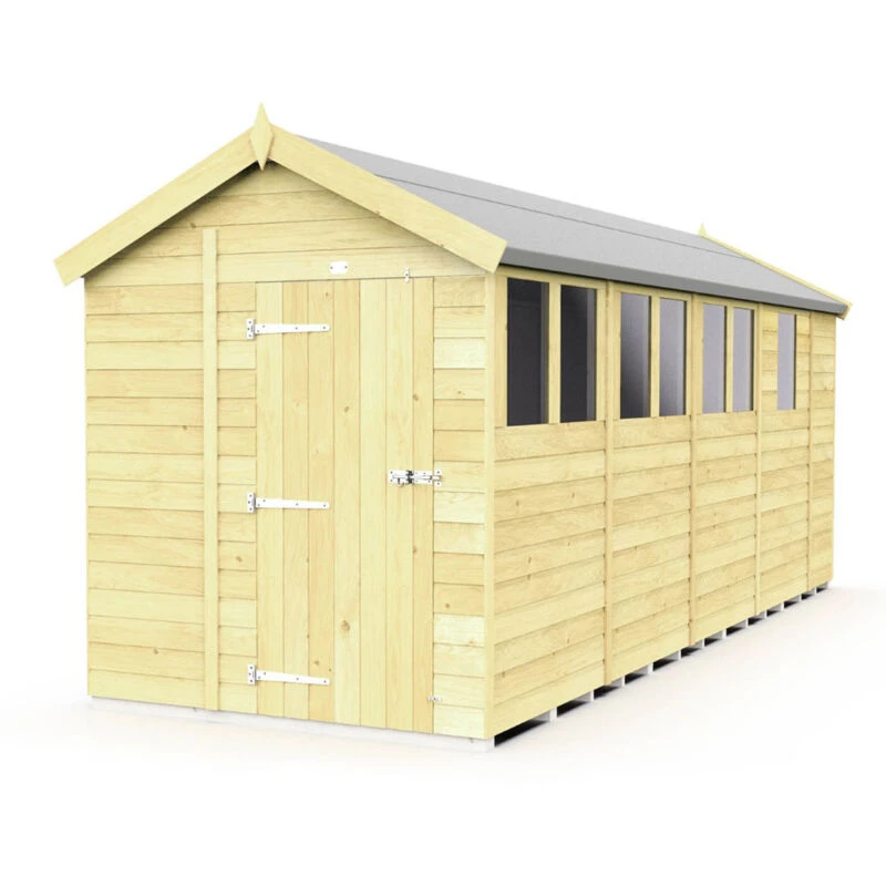 Image of Flat Pack Sheds DIY Sheds 7 x 17 Apex Shed, Brown 7X17AFF