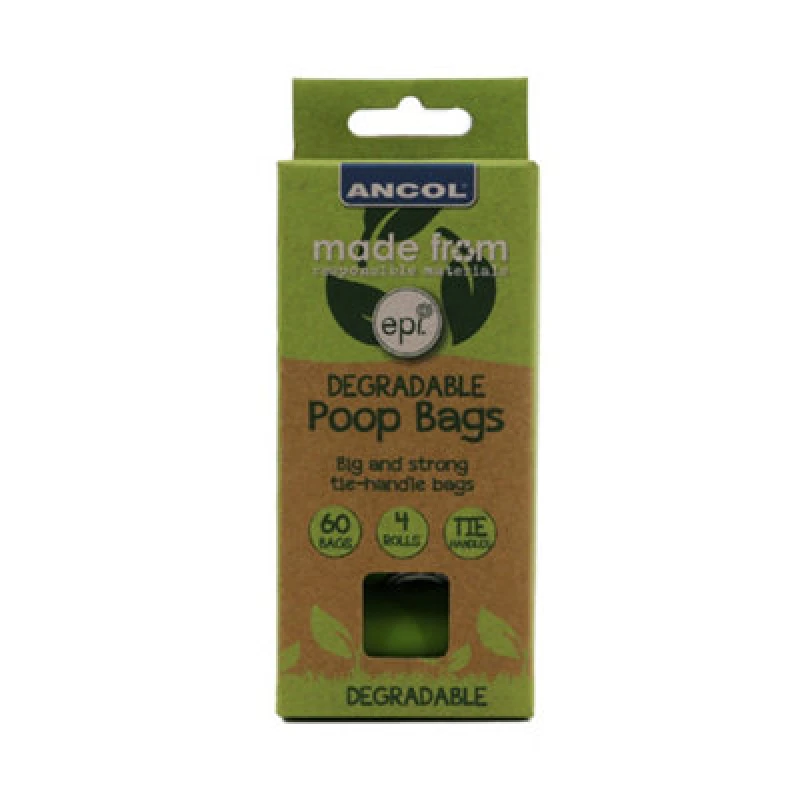 Image of Ancol 4 Rolls of 15 'Paws For The Earth' Refill Degradable Cat Dog Poop Bags Black