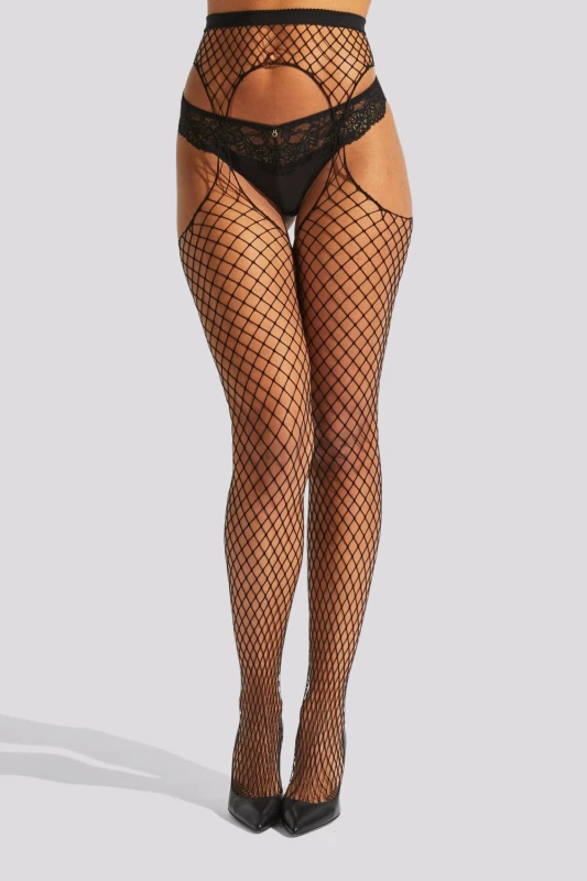 Image of Ann Summers Fishnet Crotchless Tights Black