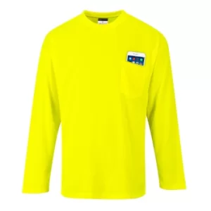 Image of Portwest Long Sleeve Pocket T-Shirt Yellow 2XL