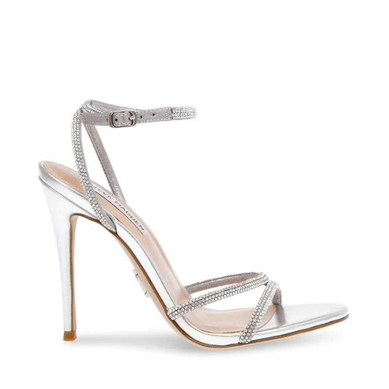 Image of Steve Madden Womens Bryanna Heeled Sandals Silver female 8 (41)