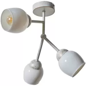 Image of Minisun - Aged Metal Effect 3 Way Ceiling Light with White Glass Shades