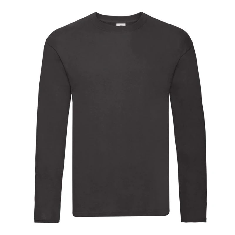 Image of Fruit Of The Loom Fruit of the Loom Men Iconic 150 Classic Long-Sleeved T-Shirt in Black Size: Small Black S Male 5059699665057