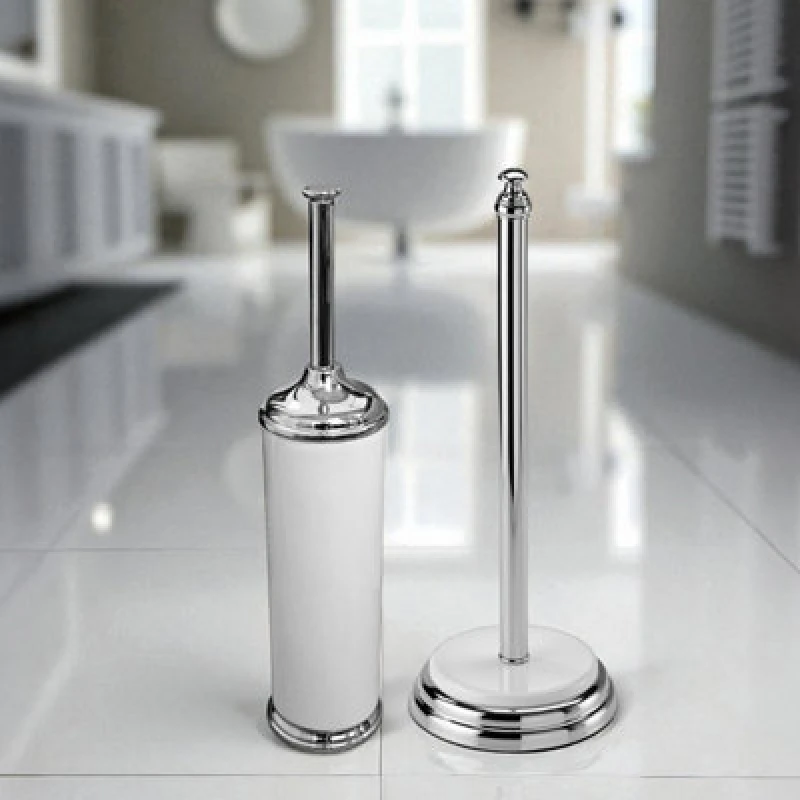 Image of Showerdrape Opera 2 Piece Bathroom Accessory Set Spare Roll Holder & Toilet Brush