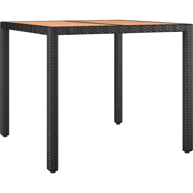 Image of JINLEFU Garden Table with Wooden Top Black Poly Rattan&Solid Wood Acacia vidaXL JRVDZX-319548_DE