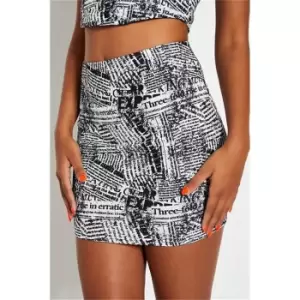 Image of I Saw It First Black & White Paper Printed Seam Detail Square Neck Corset Top - Black