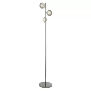 Image of Quartz 3 Light Floor Lamp, Bubble Glass, Detailed Rim 4000K
