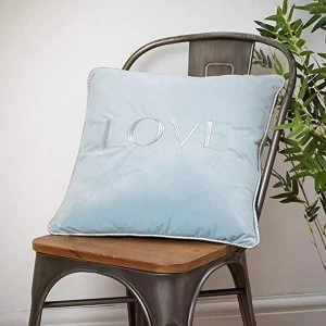 Image of Love Velvet Cushion Pastel Blue 42cm