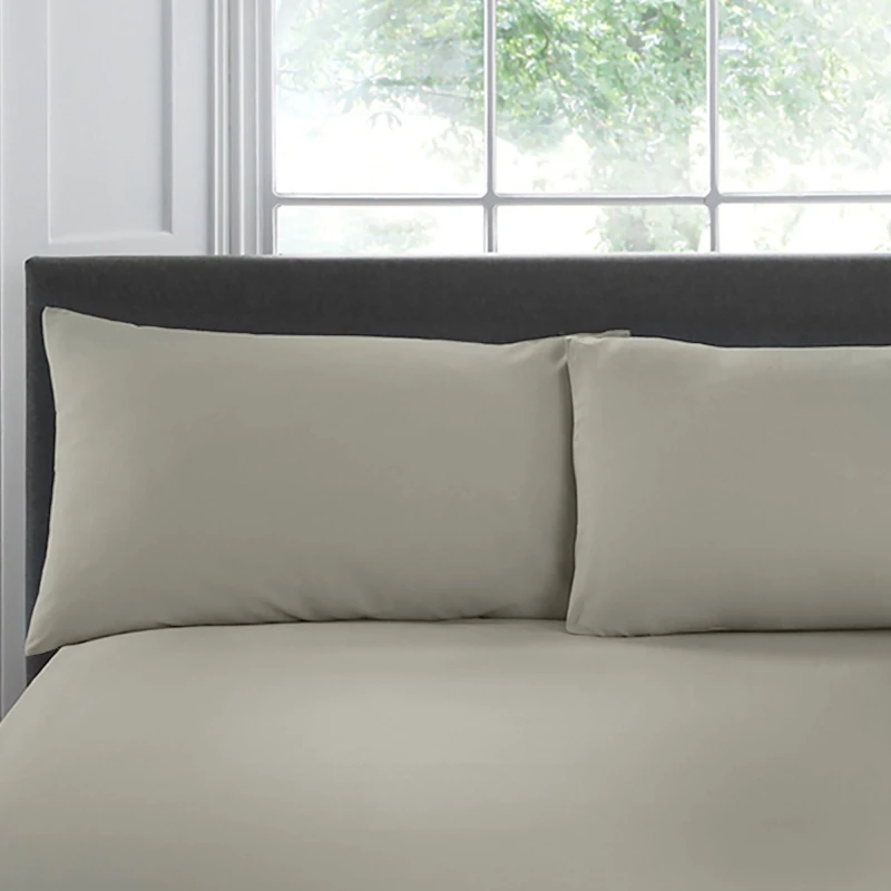 Image of Appletree 'Premium 200TC Plain Dye' Hotel Quality 100% Percale Cotton Housewife Pillowcases (Pair) Silver