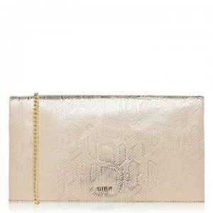 Image of Biba Foldover Chain Strap Leather Clutch - Gold