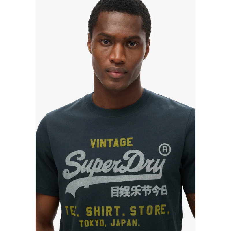 Image of Superdry Vintage Logo T Shirt Eclipse Navy male X Large