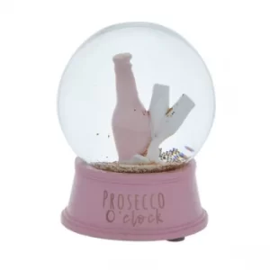 Image of Prosecco O'Clock Snow Globe in Gift Box Pink and Rose Gold 12cm