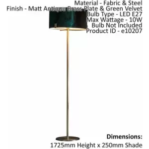 Image of Loops - Floor Lamp Light Matt Antique Brass & Green Velvet 10W LED E27 Base & shade