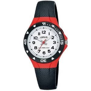 Image of Lorus R2357MX9 Chidrens Black & Red Sports Design Watch