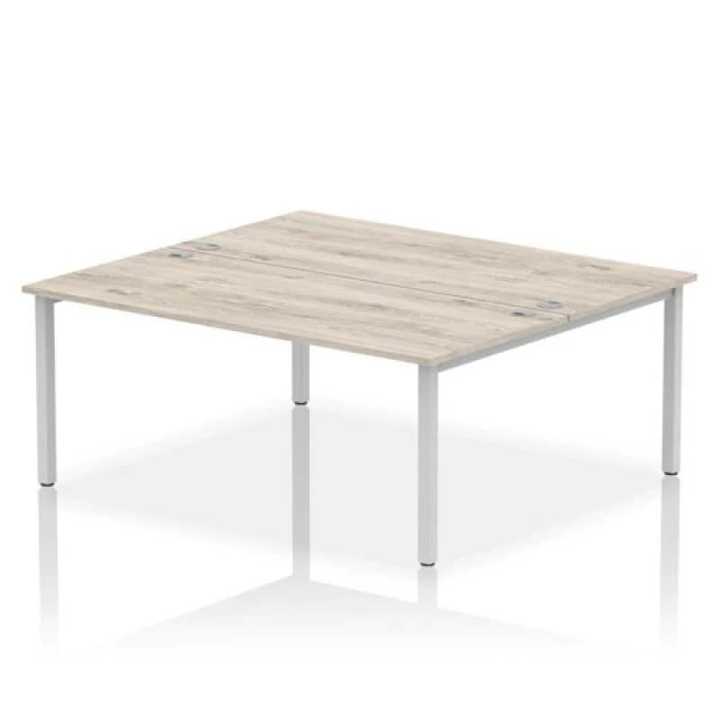 Image of Impulse Impulse Bench B2B 2 Person 1800 Silver Frame Office Bench Desk Grey Oak IMB2P18GRYS