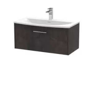 Image of Hudson Reed Juno 800mm Wall Hung 1 Drawer Vanity & Curved Basin - Metallic Slate