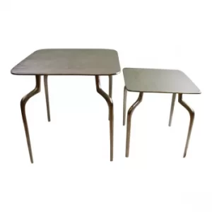 Image of Set of 2 Square, Silver Metal Side Tables