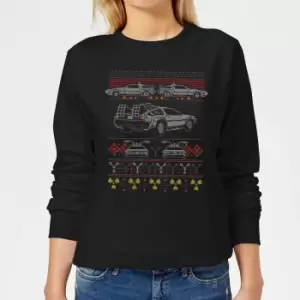 Image of Back To The Future Back In Time for Christmas Womens Christmas Jumper - Black - XXL