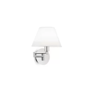 Image of Beverly 1 Light Indoor Wall Light Chrome, White with Shade, E14