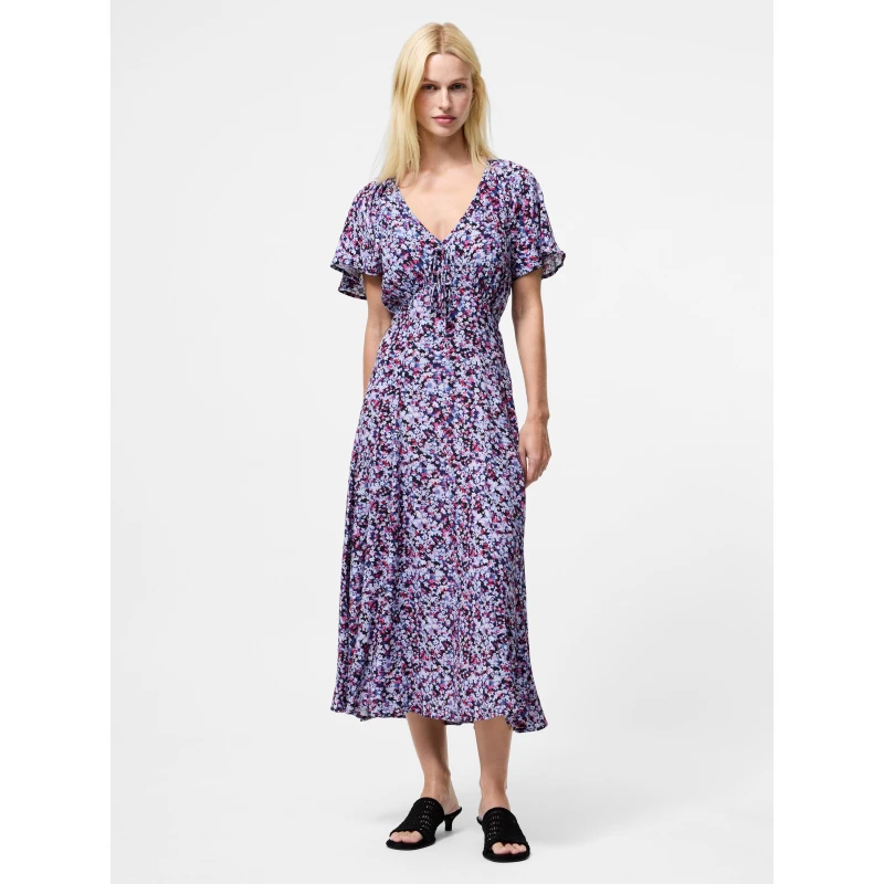 Image of French Connection Womens Lizzy Long Maxi Dress Blue Multi female 8 (XS)