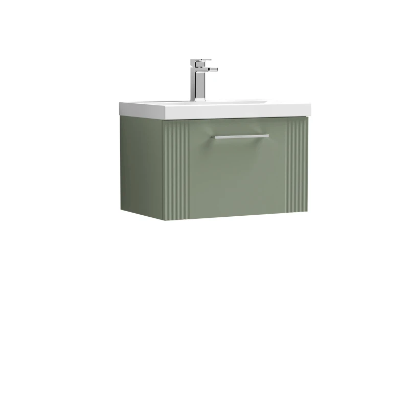 Image of Balterley 1 Drawer Wall Hung Vanity Unit ThinEdge Basin Green 600mm Green