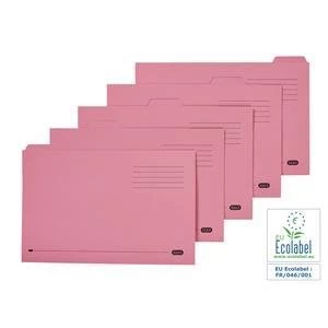 Image of Elba Foolscap Tabbed Folder Recycled Heavyweight 230gsm Pink Pack of 20