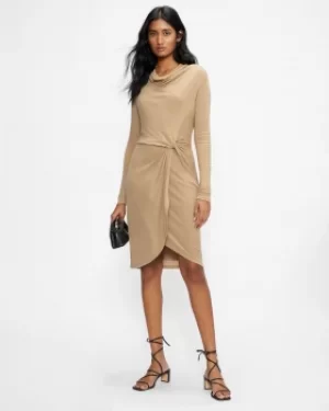 Image of Ted Baker Draped Long-sleeved Jersey Dress