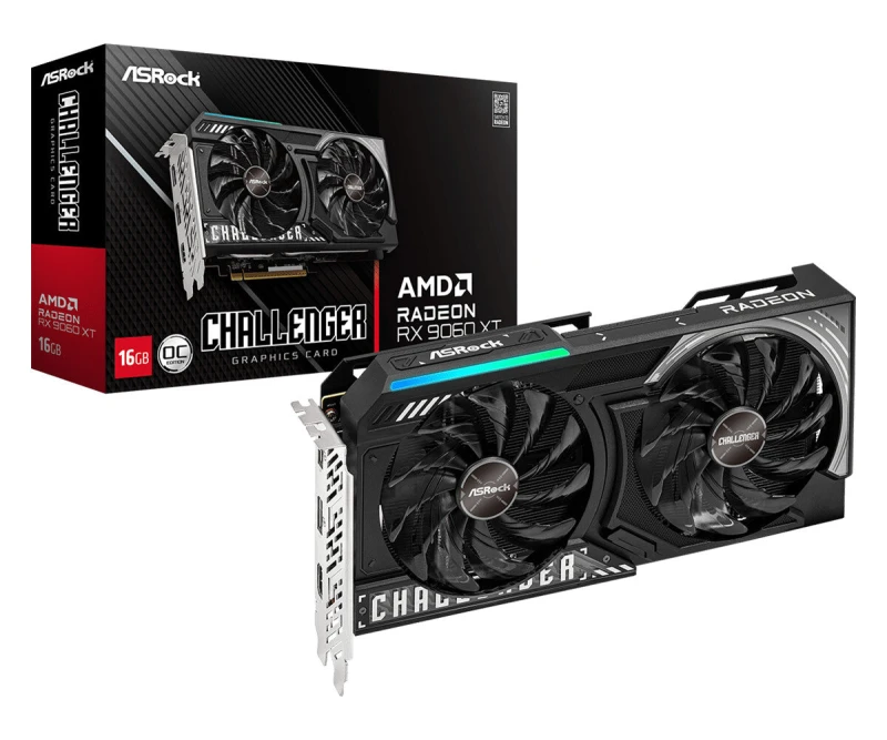 Image of ASRock AMD Radeon RX 9060 XT Challenger OC 16GB GDDR6 Graphics Card - 90-GA5QZZ-00UANF