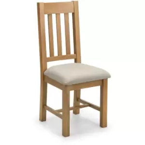 Image of White Solid Oak & Linen Fabric Dining Chair - Set Of 2 - Bess