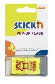 Image of Value Stickn PopUp Flags 25mm Sign Here 50 Tabs Yllw 26015
