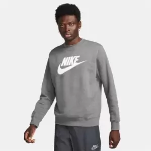 Image of Nike Sportswear Club Fleece Mens Graphic Crew - Grey