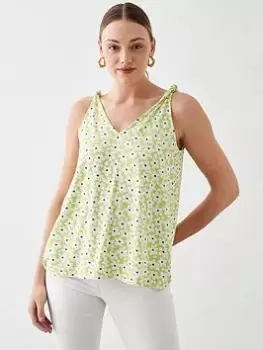 Image of Dorothy Perkins Knot Detail Printed Vest - Lime, Green, Size S, Women