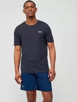 Image of Under Armour Seamless Grid T-Shirt - Navy/Black, Size 2XL, Men