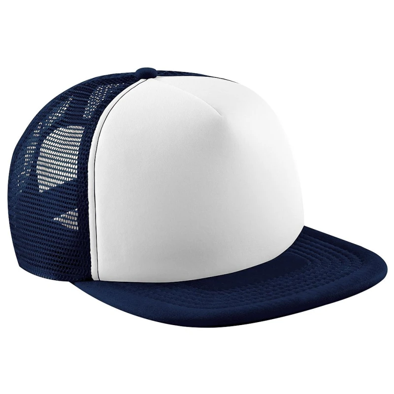 Image of Beechfield Vintage Snapback Mesh Trucker Cap in Mid Navy Mid Navy Unisex One Size