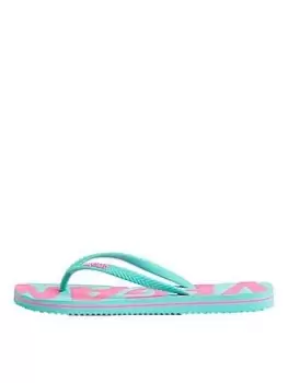 Image of Superdry Vintage Vegan Classic Flipflops- Aqua, Blue Size M Women