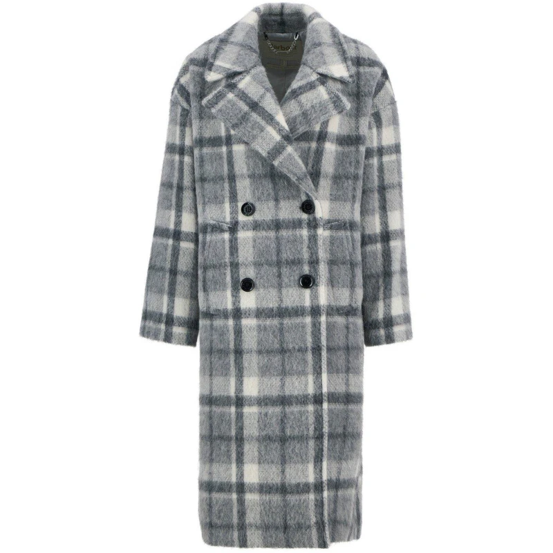 Image of Barbour Womens B.Li Beattie Wool Overcoat Grey/Tartan female 8 (XS)
