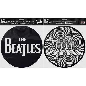 Image of The Beatles - Drop T Logo & Crossing Silhouette Turntable Slipmat Set