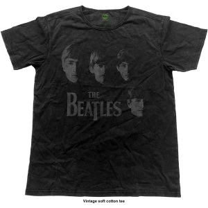 Image of The Beatles - Vintage Faces Unisex Medium T-Shirt - Black