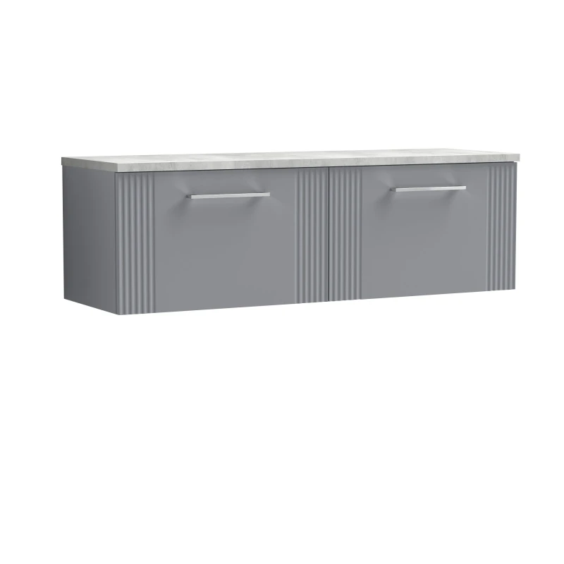Image of Balterley 2 Drawer Wall Hung Vanity Unit Grey Laminate Worktop, Grey 1200mm Grey Unisex