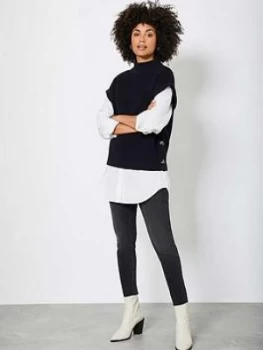 Image of Mint Velvet Easy Knitted Button Tabard - Navy