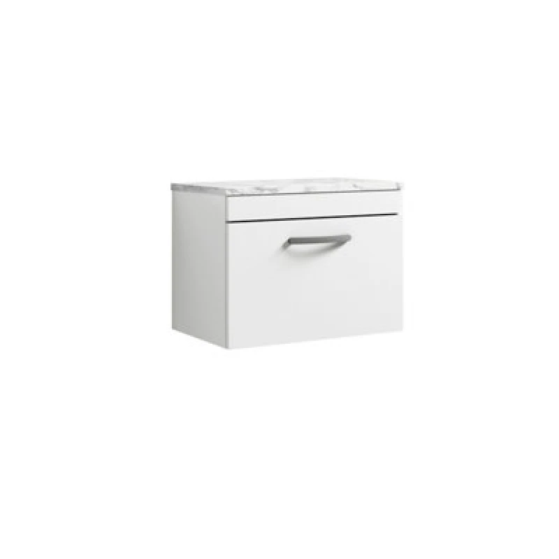 Image of Nuie Athena Wall Hung Vanity Unit With 1 Soft-Close Drawer & Gloss White Laminate Top