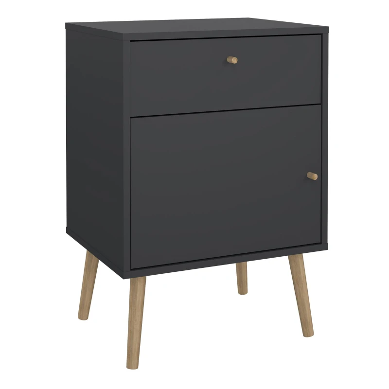 Image of Furniture To Go Cumbria Nightstand 1 Door + 1 Drawer in Grey Grey Unisex